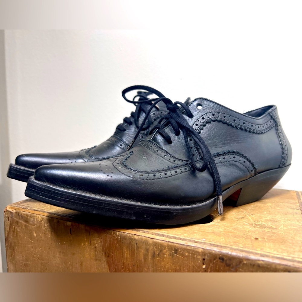 Pointed Toe Stacked Heel Brogues by KTZ Kokontozai Sz 37